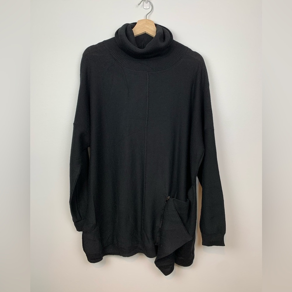 Crea Concept Sweater Asymmetrical Black Size 40 Wool Blend Turtleneck Oversized